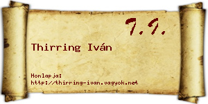 Thirring Iván névjegykártya
